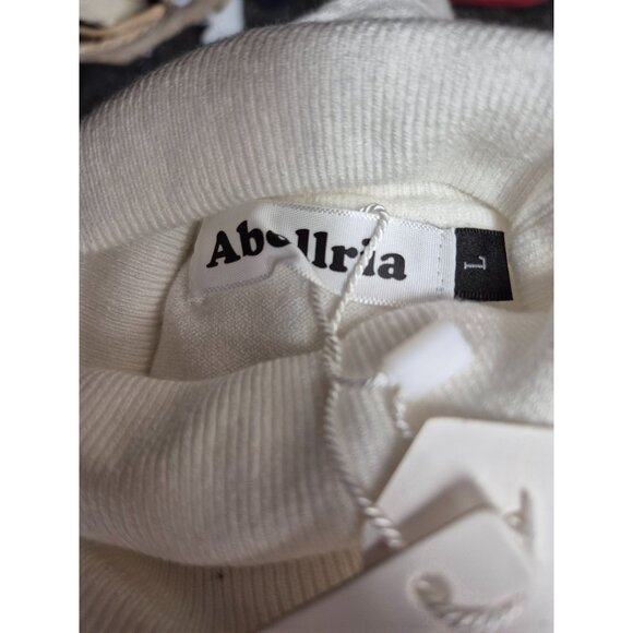 Abollria Womens Turtleneck Sweater L Lightweight Knit White Polyester/Viscose/Ny - Picture 4 of 5